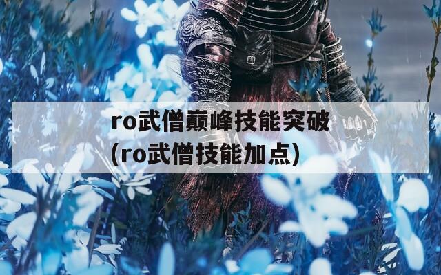 ro武僧巅峰技能突破(ro武僧技能加点)