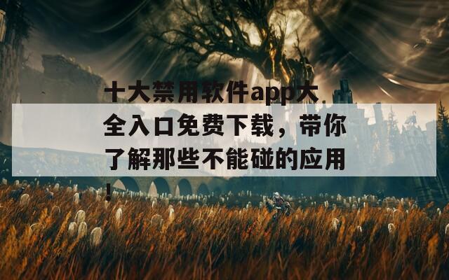 十大禁用软件app大全入口免费下载，带你了解那些不能碰的应用！