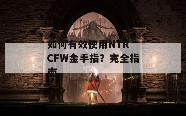 如何有效使用NTR CFW金手指？完全指南