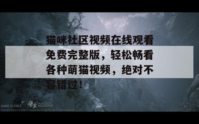 猫咪社区视频在线观看免费完整版，轻松畅看各种萌猫视频，绝对不容错过！