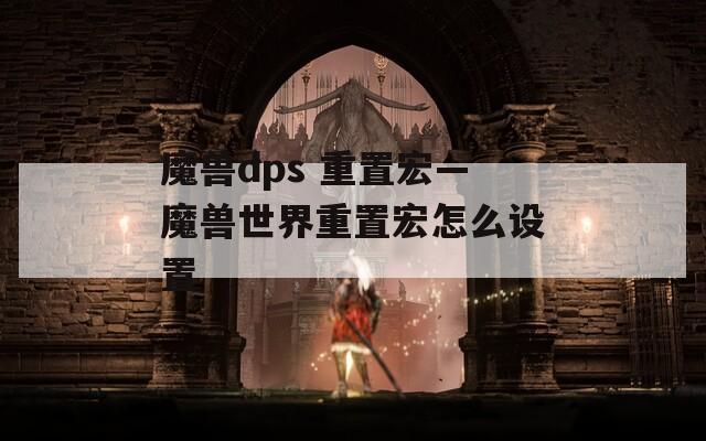 魔兽dps 重置宏—魔兽世界重置宏怎么设置