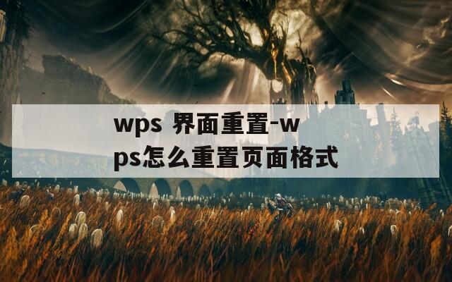 wps 界面重置-wps怎么重置页面格式