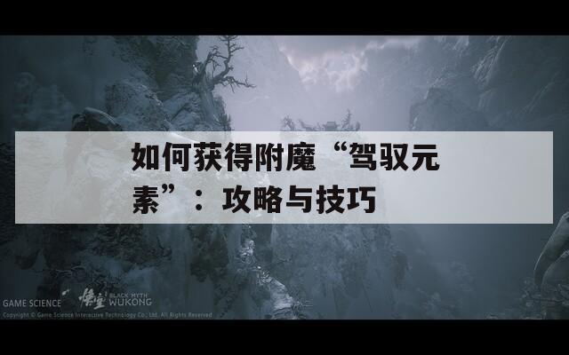 如何获得附魔“驾驭元素”：攻略与技巧