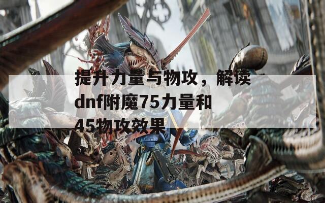 提升力量与物攻，解读dnf附魔75力量和45物攻效果