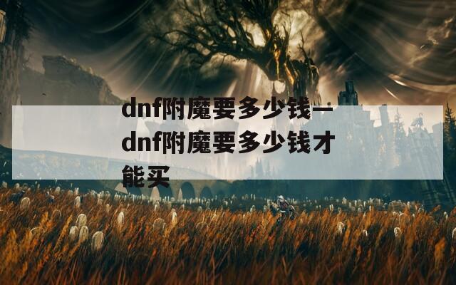dnf附魔要多少钱—dnf附魔要多少钱才能买