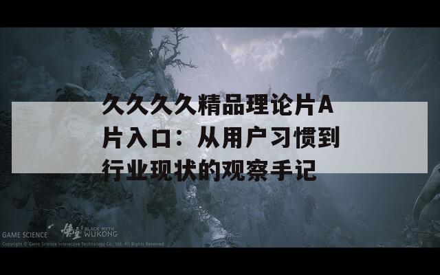 久久久久精品理论片A片入口：从用户习惯到行业现状的观察手记