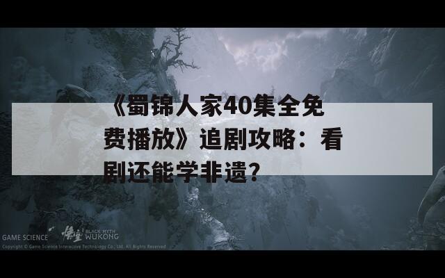 《蜀锦人家40集全免费播放》追剧攻略：看剧还能学非遗？